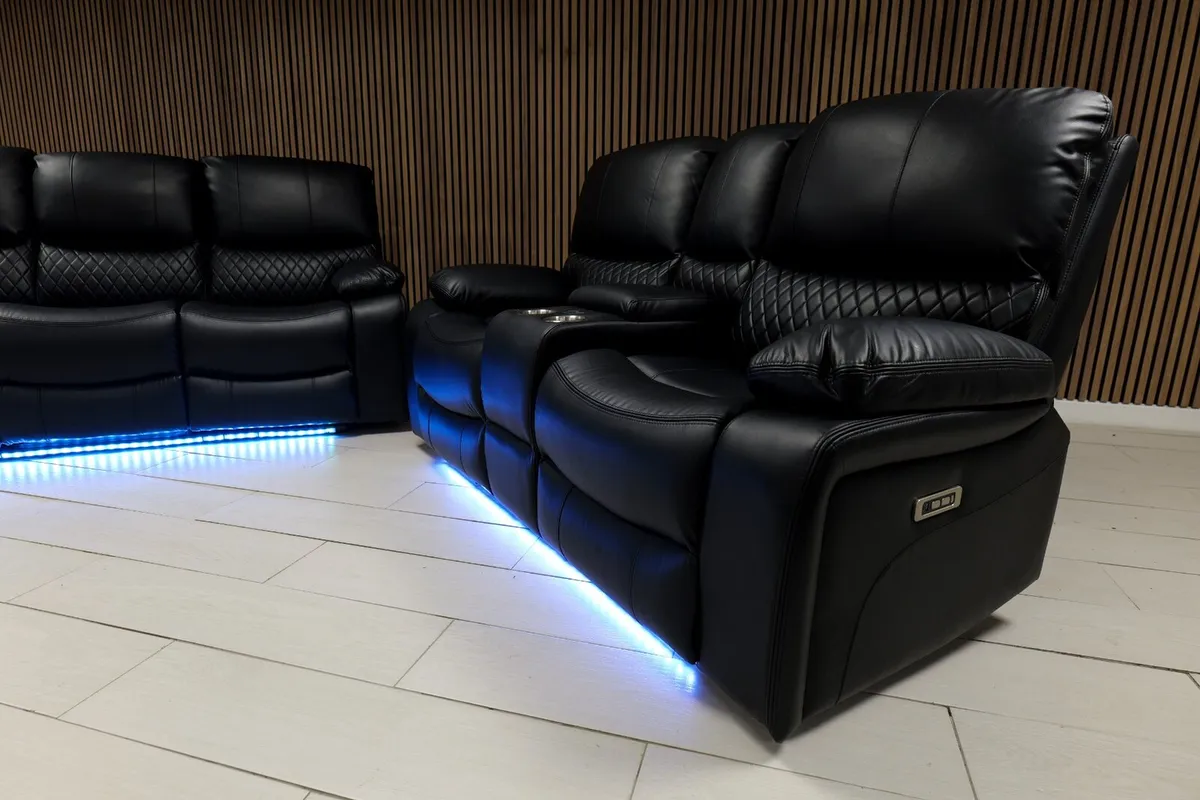 Rita Black Electric Leather Recliner Sofa Set - Image 4