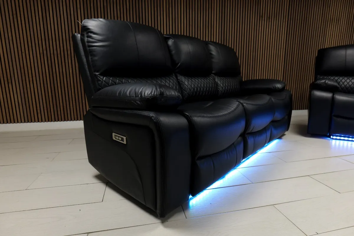 Rita Black Electric Leather Recliner Sofa Set - Image 3