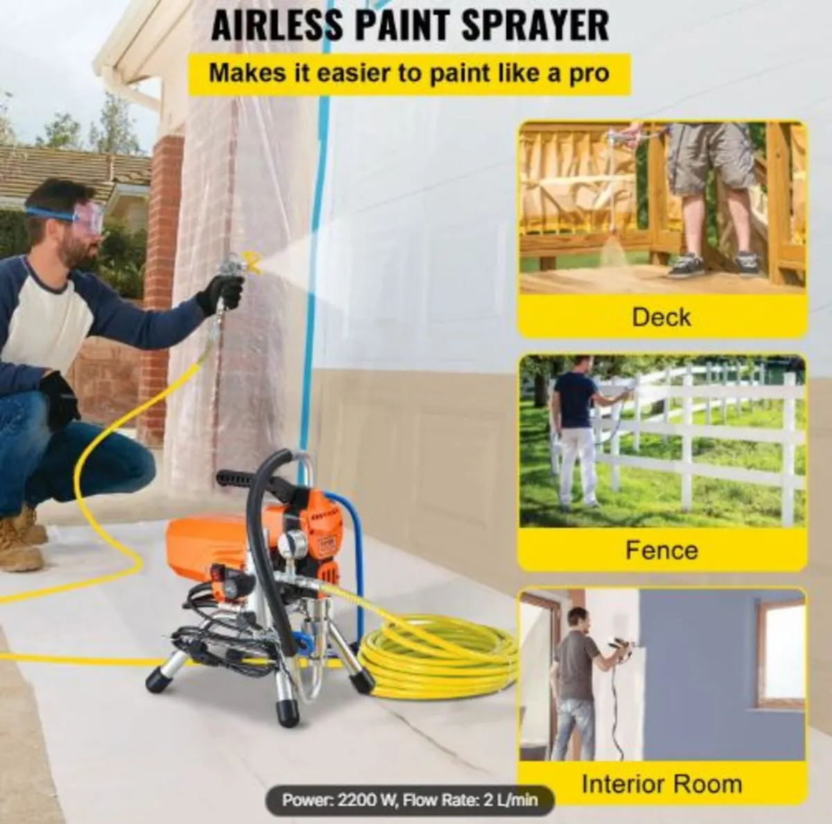 Airless Paint Sprayer with High Pressure Hose,2200 - Image 2