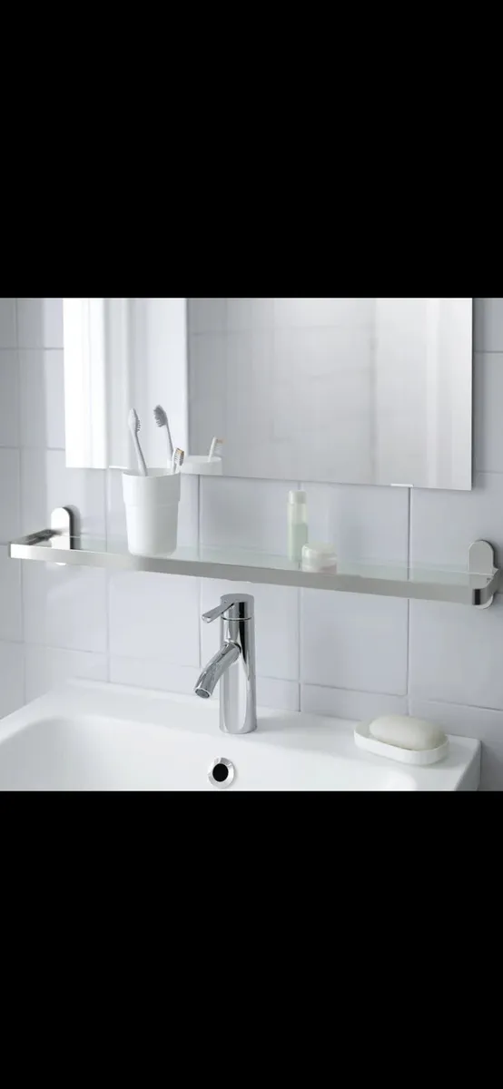 Ikea Brogrund Glass and Chrome Shelf - Image 1