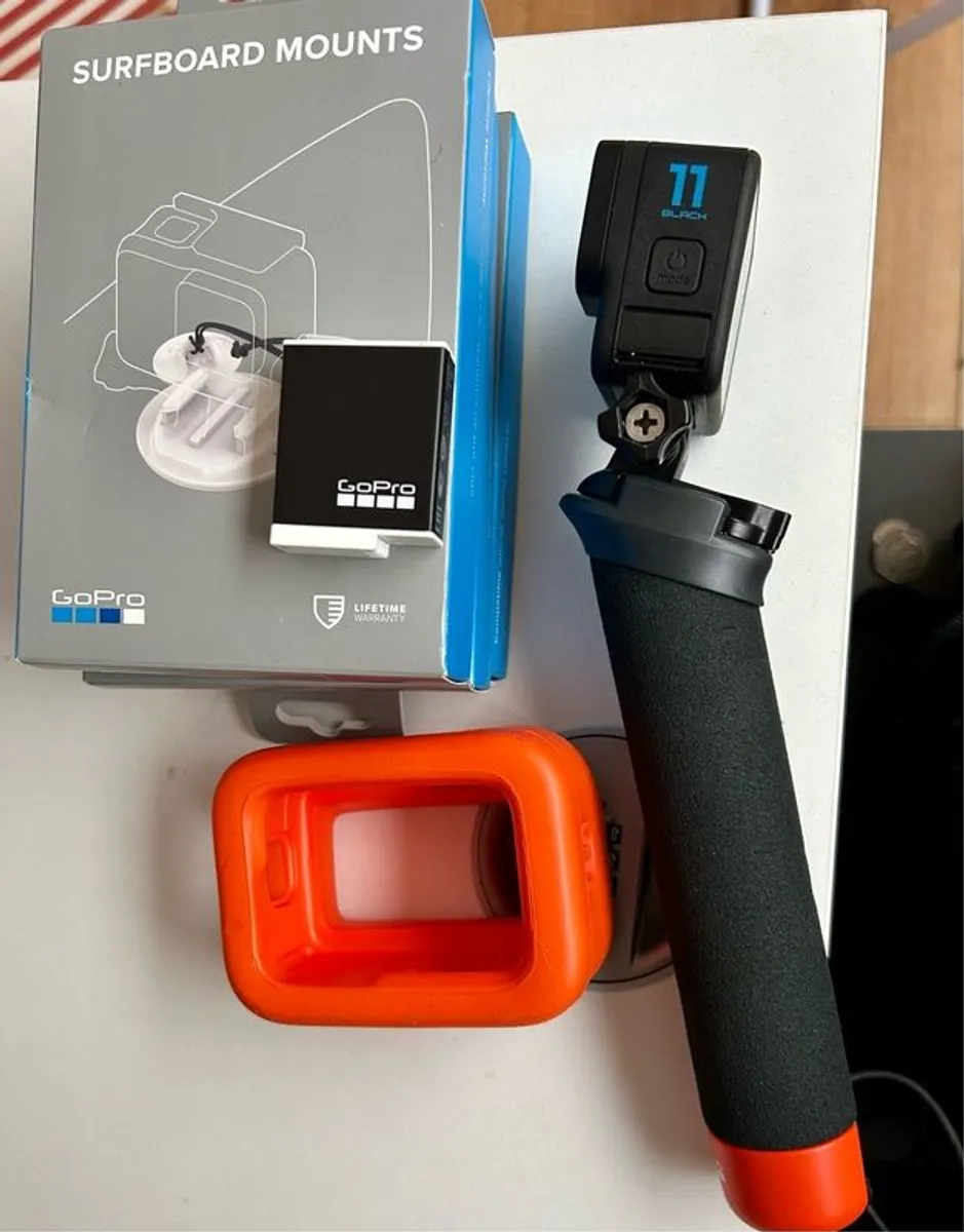 GoPro Hero 11 Black + Spare Battery + Floaty+ Clamp  + Grip Handle +Adhesive Mounts + Floating Hand Grip - Image 1