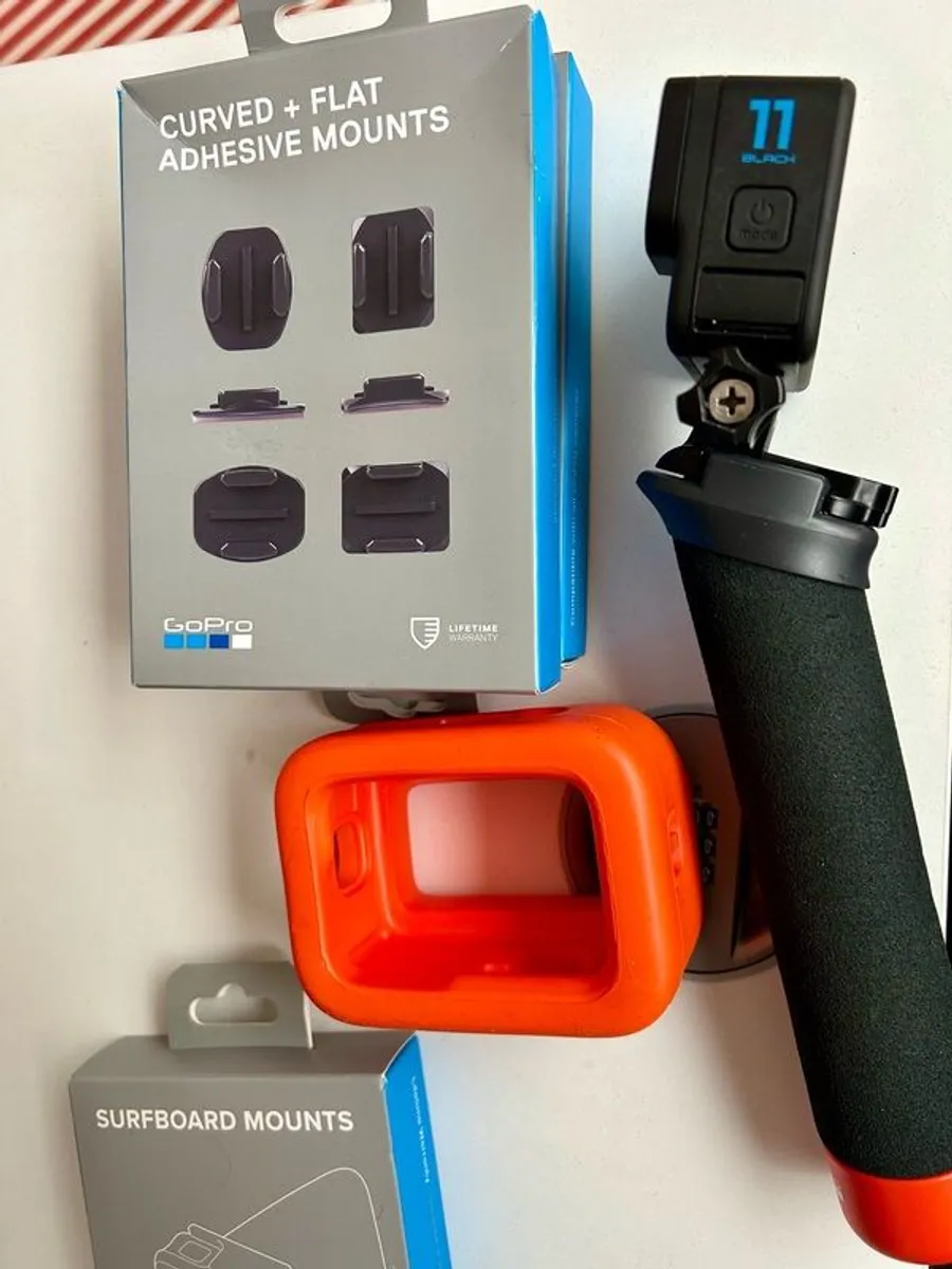 GoPro Hero 11 Black + Spare Battery + Floaty+ Clamp  + Grip Handle +Adhesive Mounts + Floating Hand Grip - Image 2