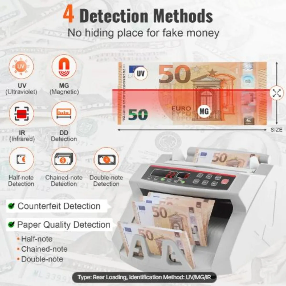 Banknotes Counter With LED Display, Professional - Image 2