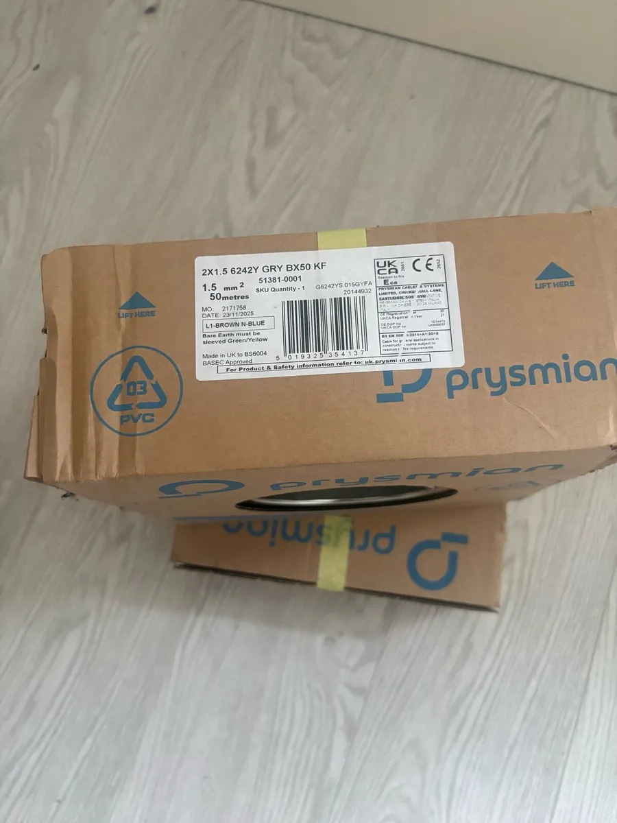 Prysmian 2pcs 1.5mm 50m each twin and earth cable - Image 1