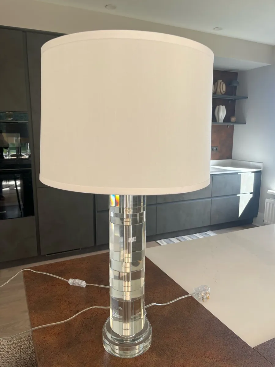 3 Ralph Lauren Contemporary Glass & Chrome Lamps - Image 2