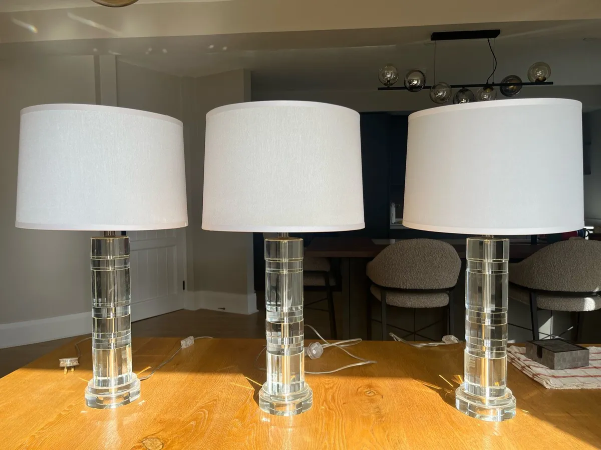 3 Ralph Lauren Contemporary Glass & Chrome Lamps - Image 3