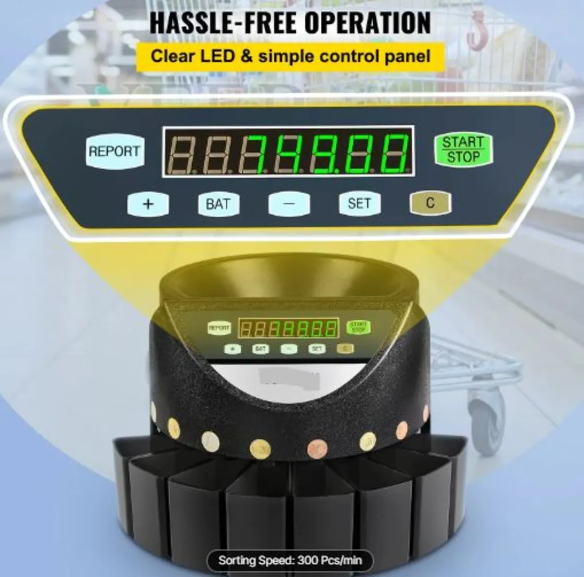 Euro Coin Counter Sorter 500-1000 Coins Electronic - Image 3