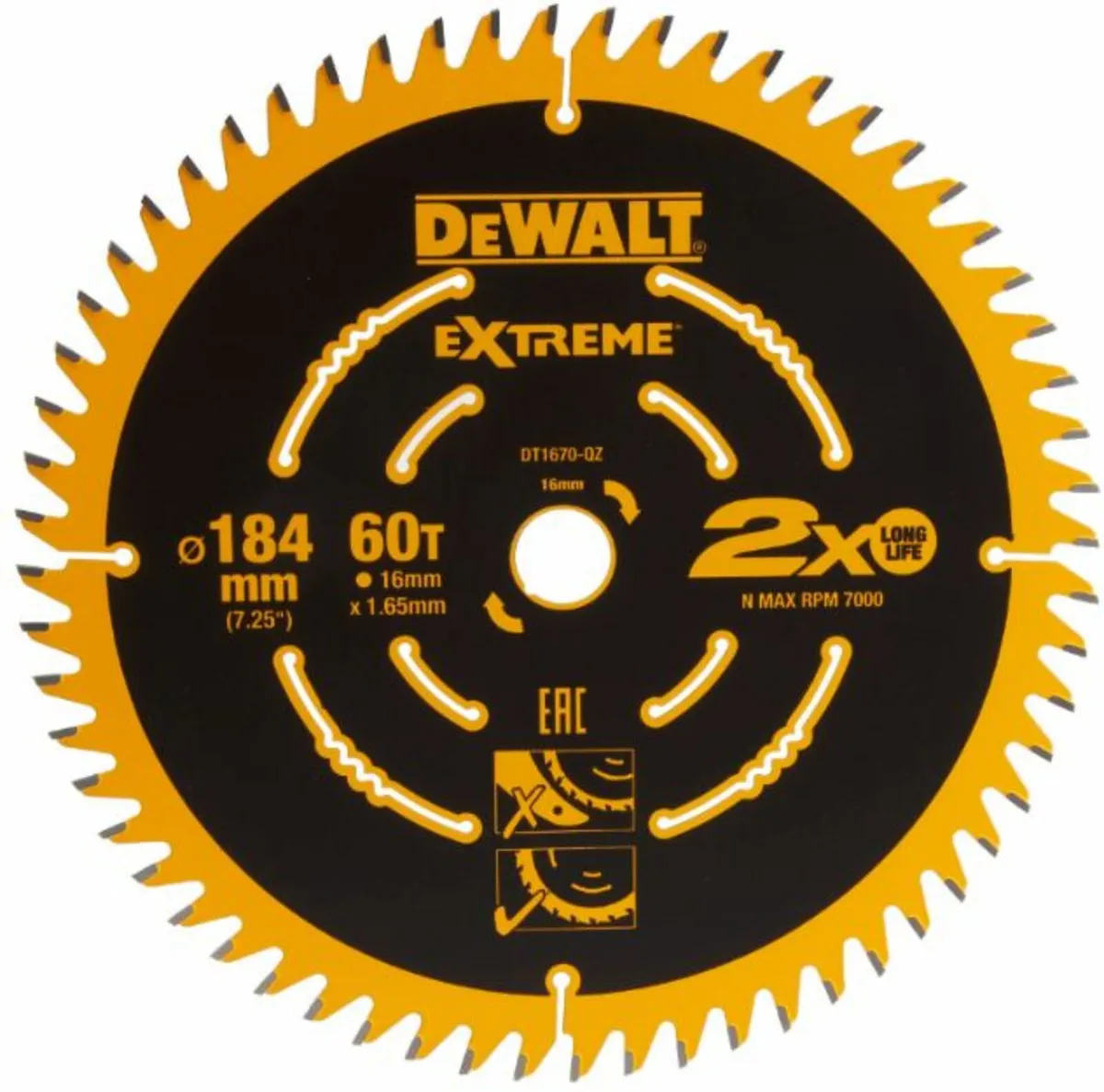 DeWalt DT1670 Circular Saw Blade 184 x 16mm x 60T