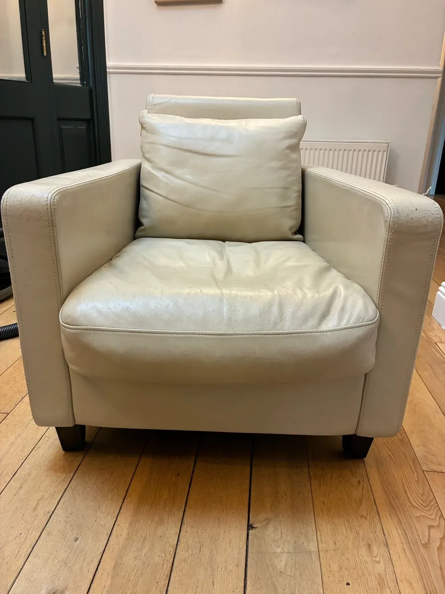 Arm chair Habitat cream leather - Image 2