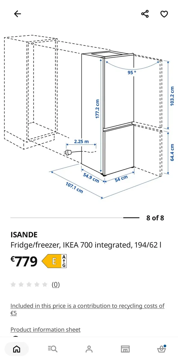 IKEA Isande Integrated Fridge-Freezer - Image 3