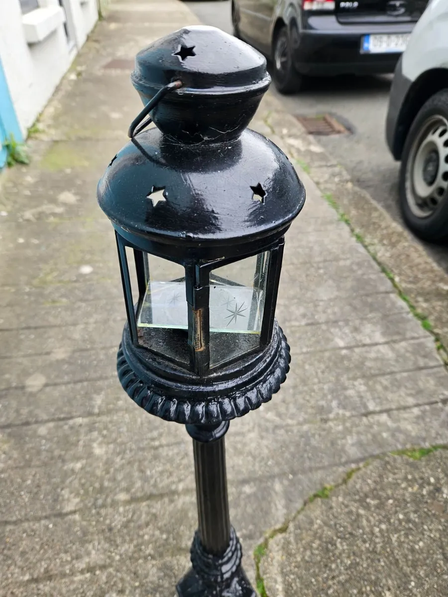 Vintage Cast Iron Stand with Lamp - Image 4