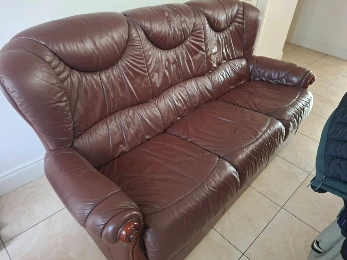 Leather 3 seater sofa - Image 1