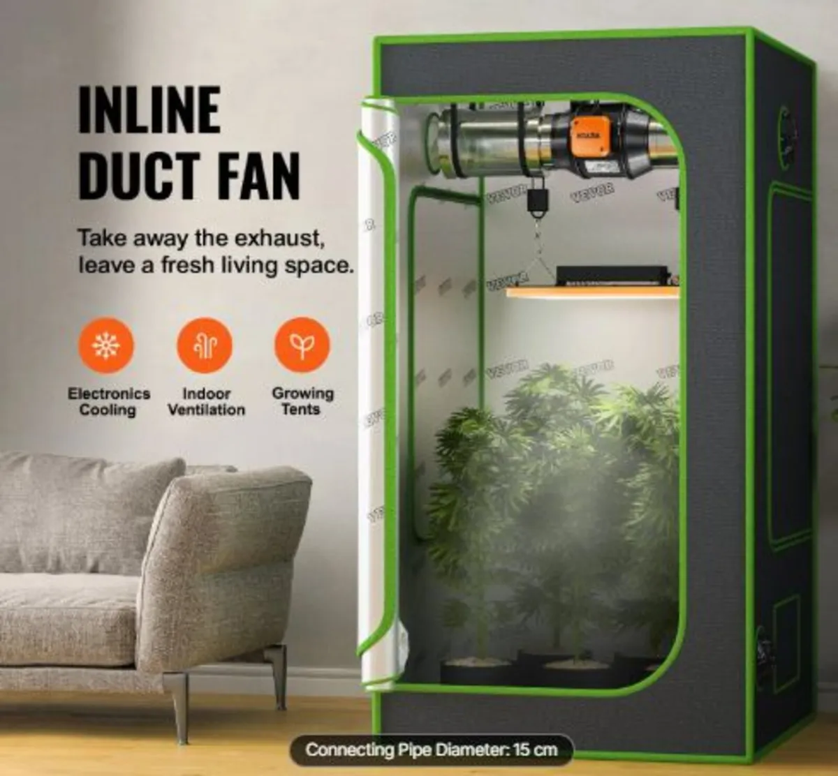 Inline Duct Fan, 6-Inch 402 CFM with Temperature - Image 2