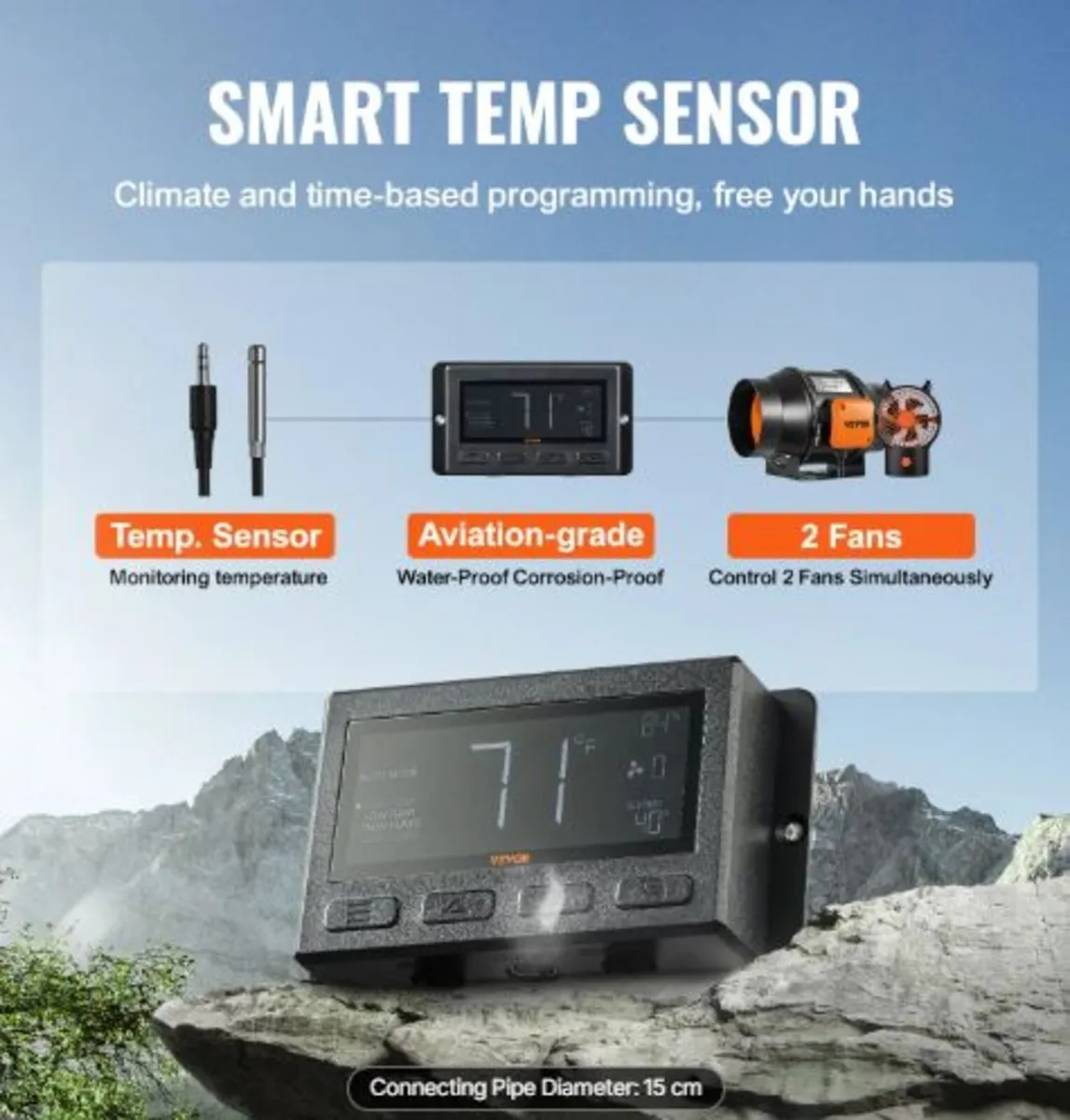 Inline Duct Fan, 6-Inch 402 CFM with Temperature - Image 3