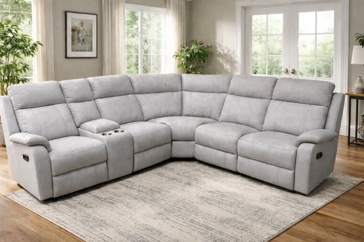 Torino Corner Light Grey & Dark Grey Recliner Sofa - Image 1