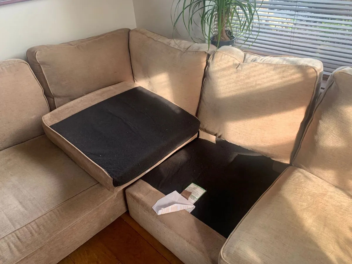 L Shape Sofa  /   Glass TV stand - Image 2