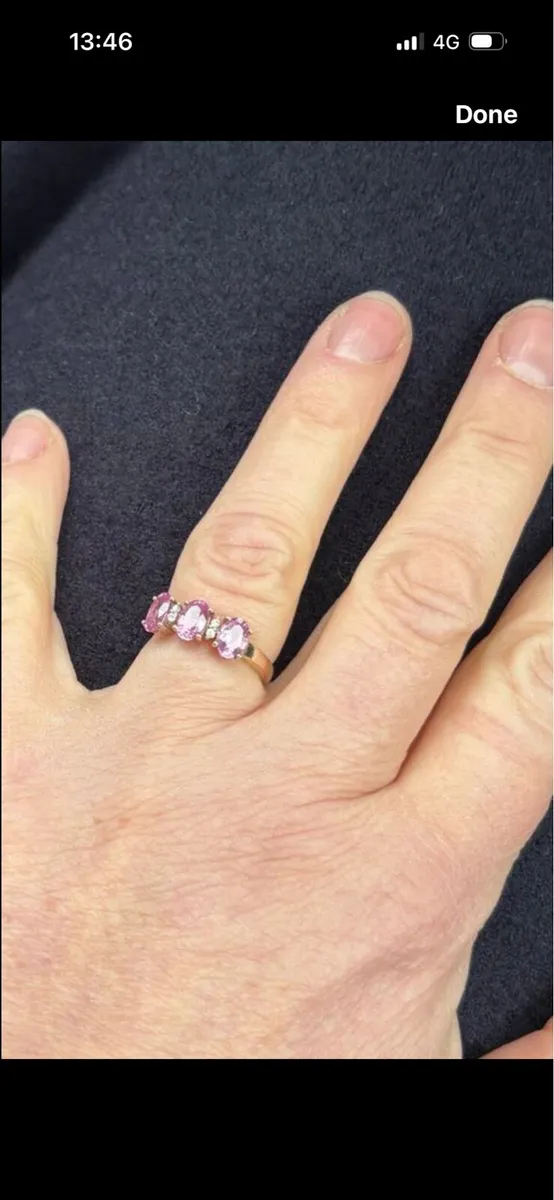 9ct gold Amethyst & diamond ring - Image 2