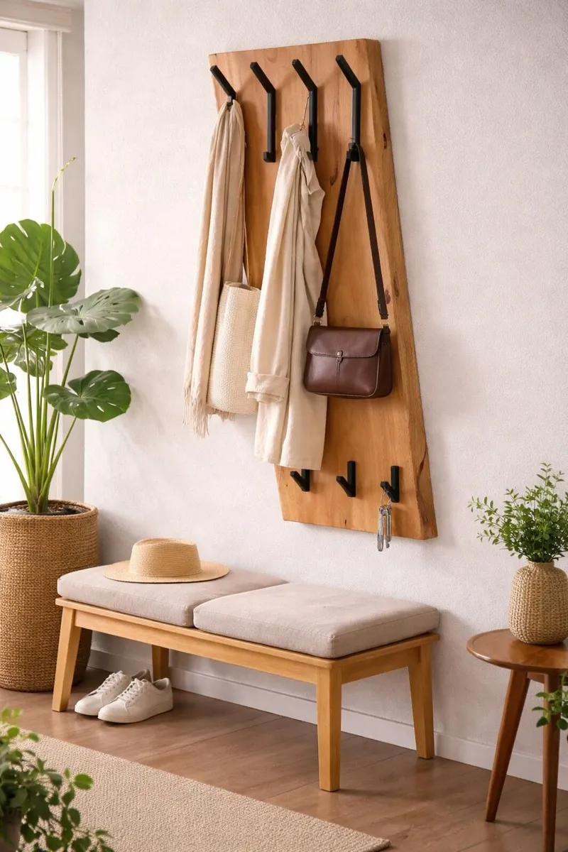 Wall Coat Rack Acacia Solid Wood - Image 1