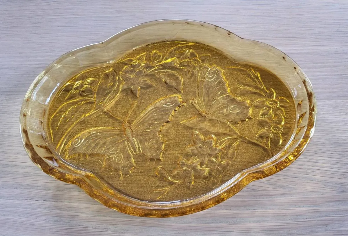 1920s Art Deco Amber Glass Boudoir Trinket Set - Image 4