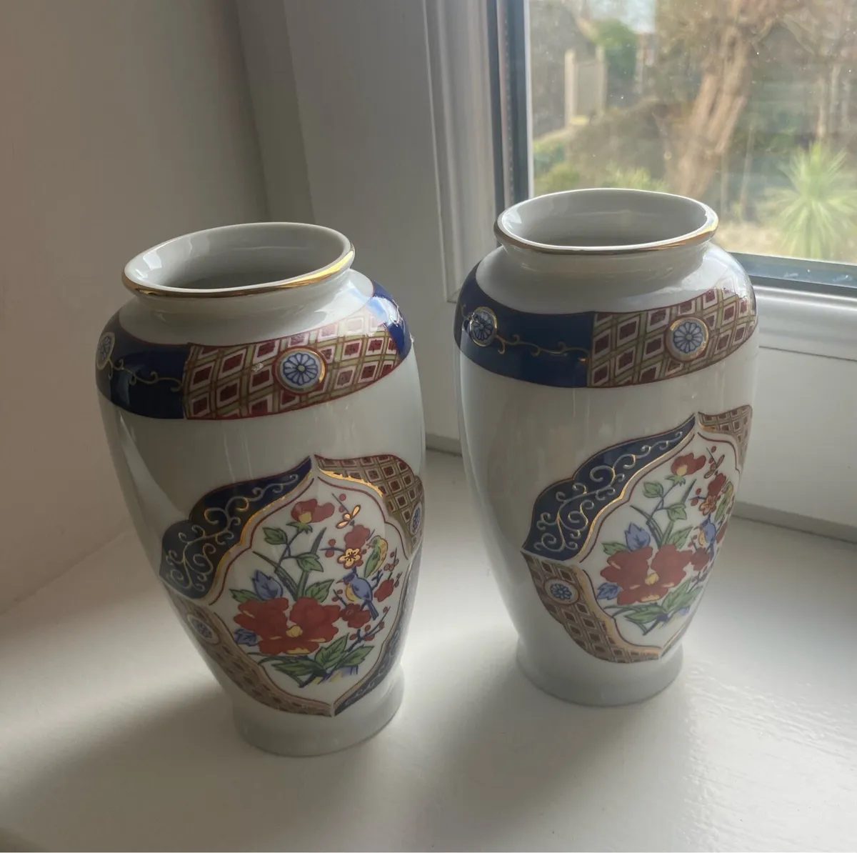 Vintage Japanese Porcelain Vase Set - Image 1