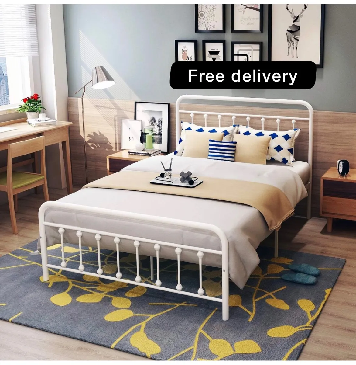 Double Bed Frame with Headboard and Footboard - Image 1