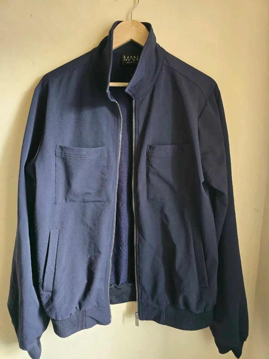 Navy Zip Bomber Jacket - Image 1