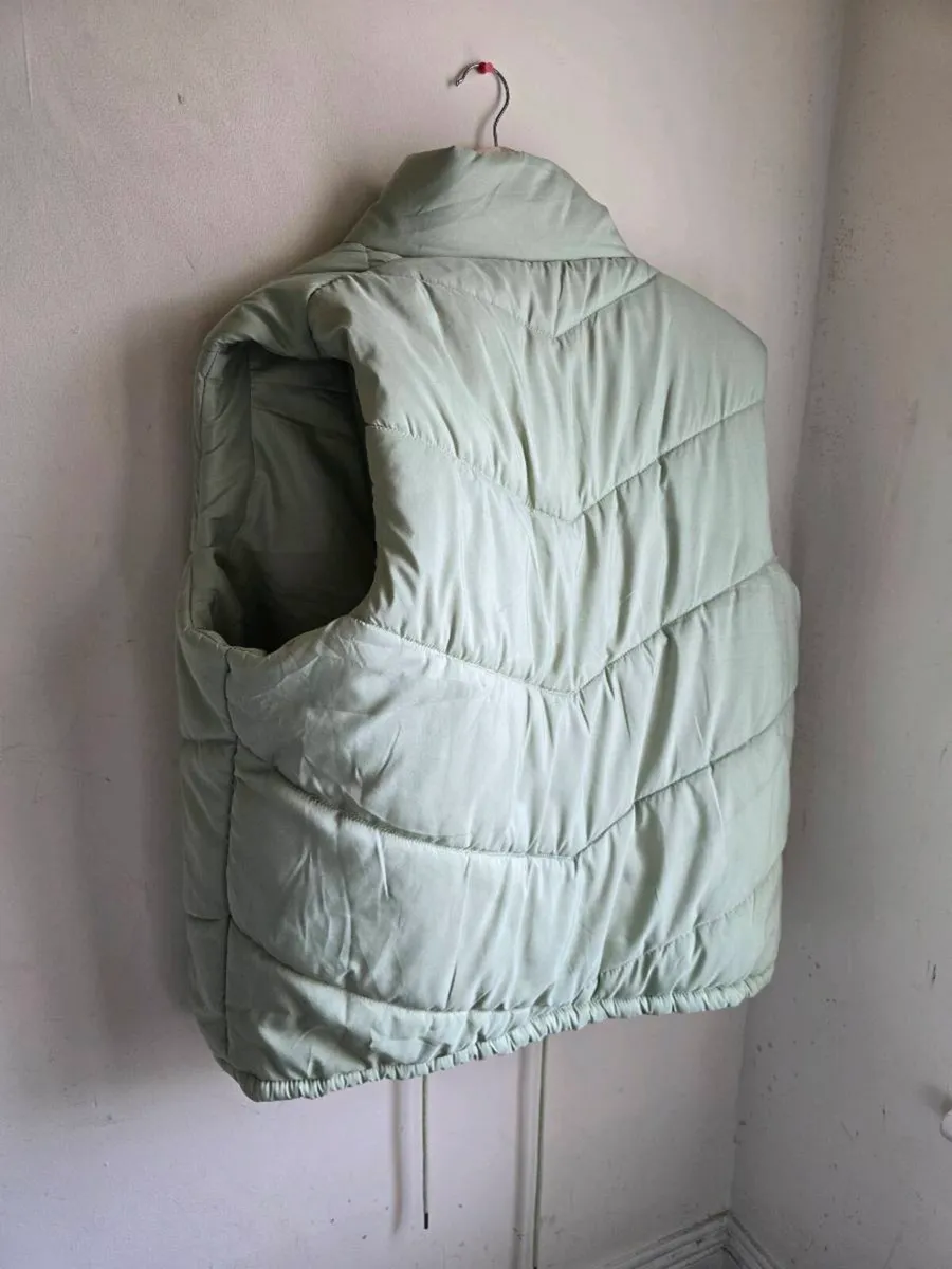 Sage green puffer gilet - Image 2