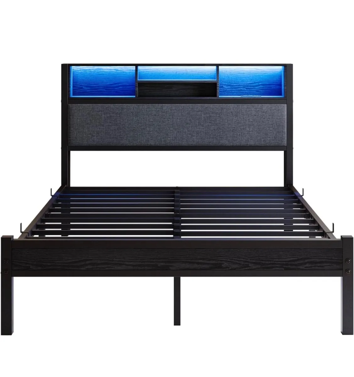 Double Bed Frame with Charging Station and LED Lig - Image 4
