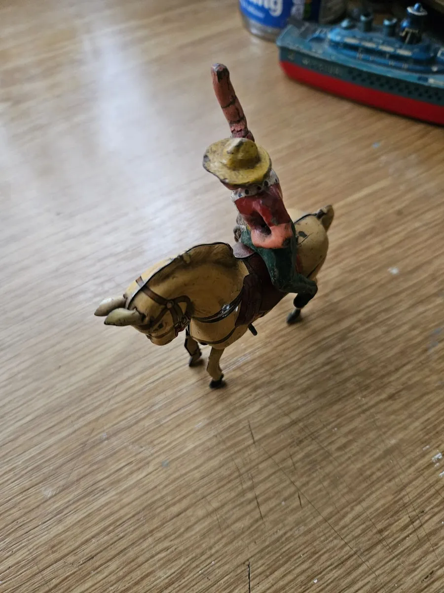 Vintage Tinplate 1950's Windup Horse & Cowboy - Image 1