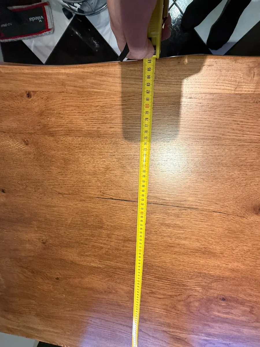 Oak table dining kitchen black metal legs 140cm - Image 4