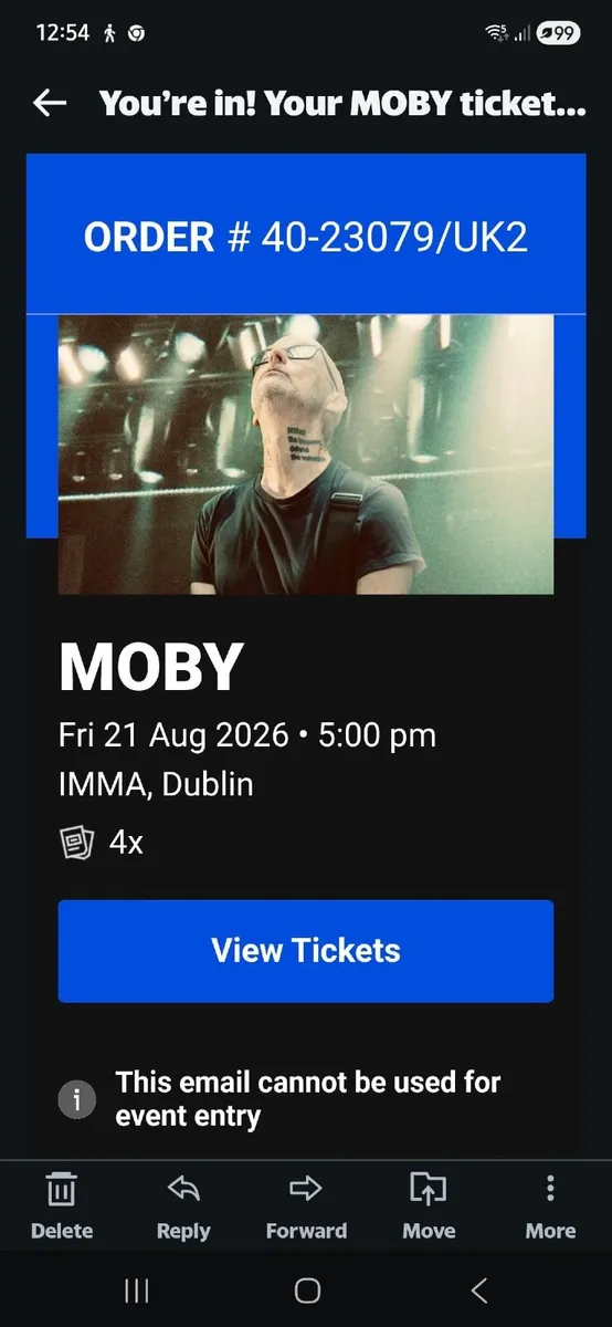 Moby tickets x 4
