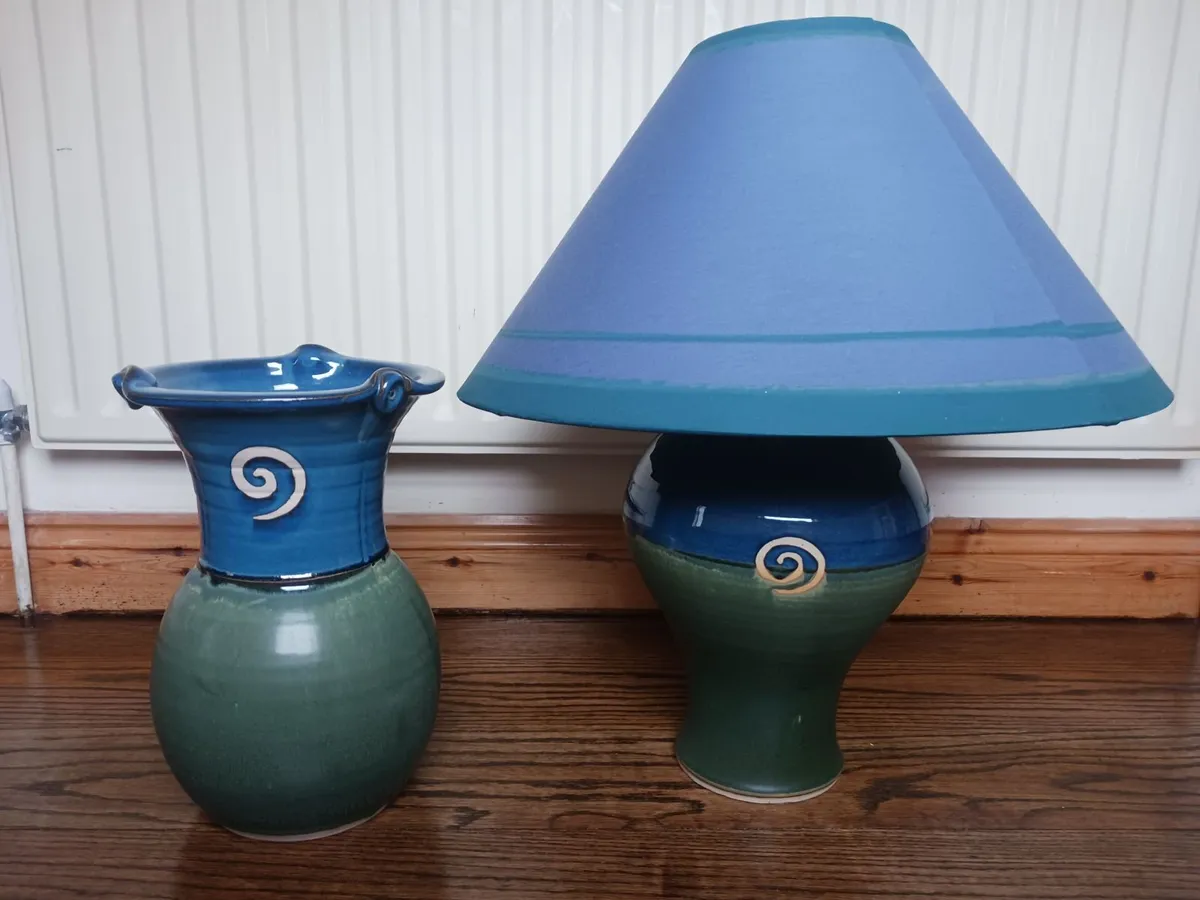 Jack O Patsy Pottery Matching Vase and Lamp - Image 1