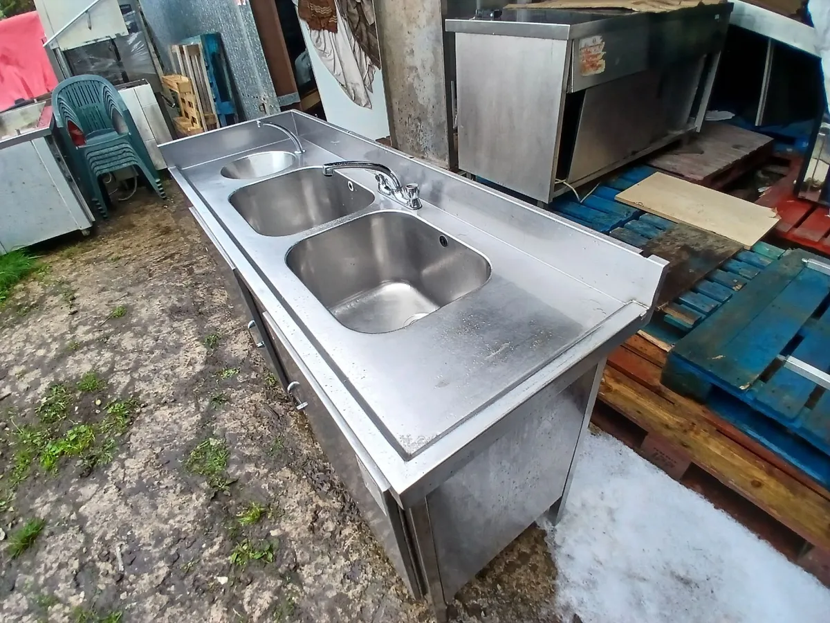 Staneless steel cabbinet double sink unit complete - Image 3