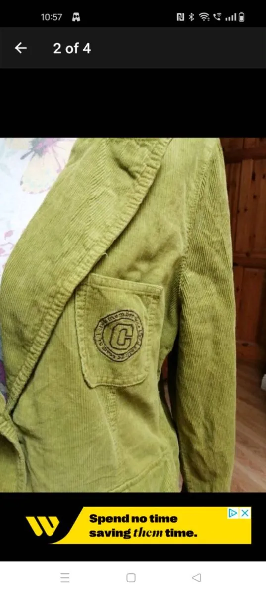 Ladies DREAMSTAR vintage Green cord Jacket size 44 - Image 2