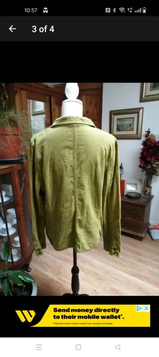 Ladies DREAMSTAR vintage Green cord Jacket size 44 - Image 3