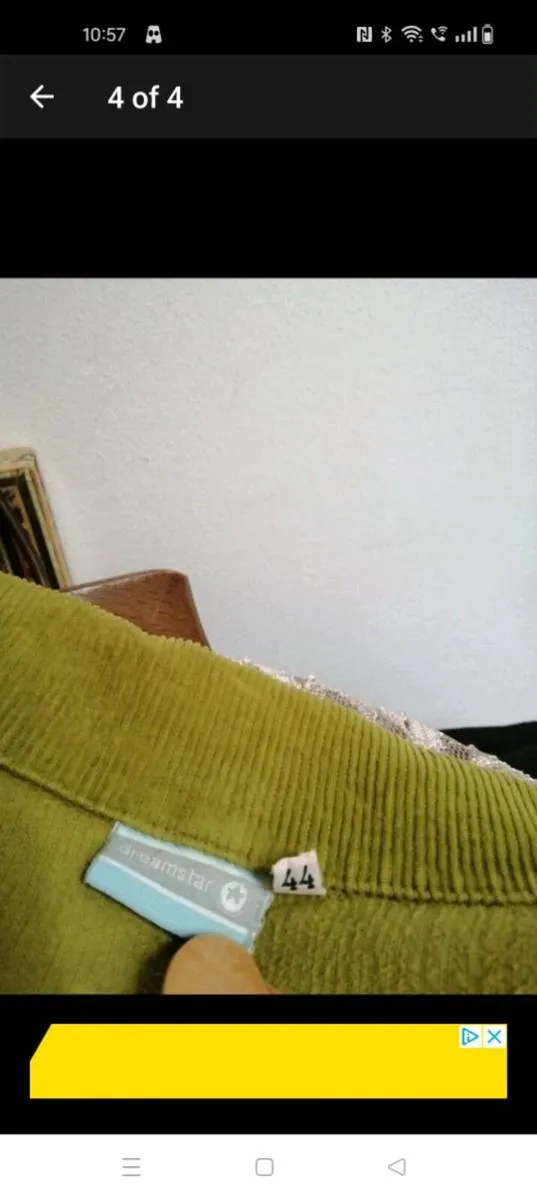 Ladies DREAMSTAR vintage Green cord Jacket size 44 - Image 4