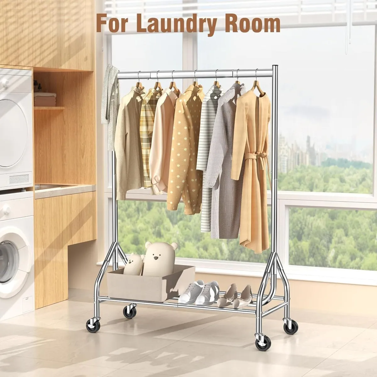 Heavy Duty Clothes Rail Load 180 KG Rolling - Image 2