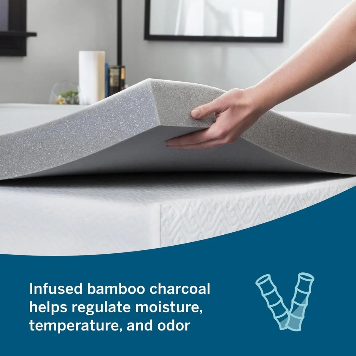 5 cm Bamboo Charcoal Memory Foam Mattress Topper - Image 2