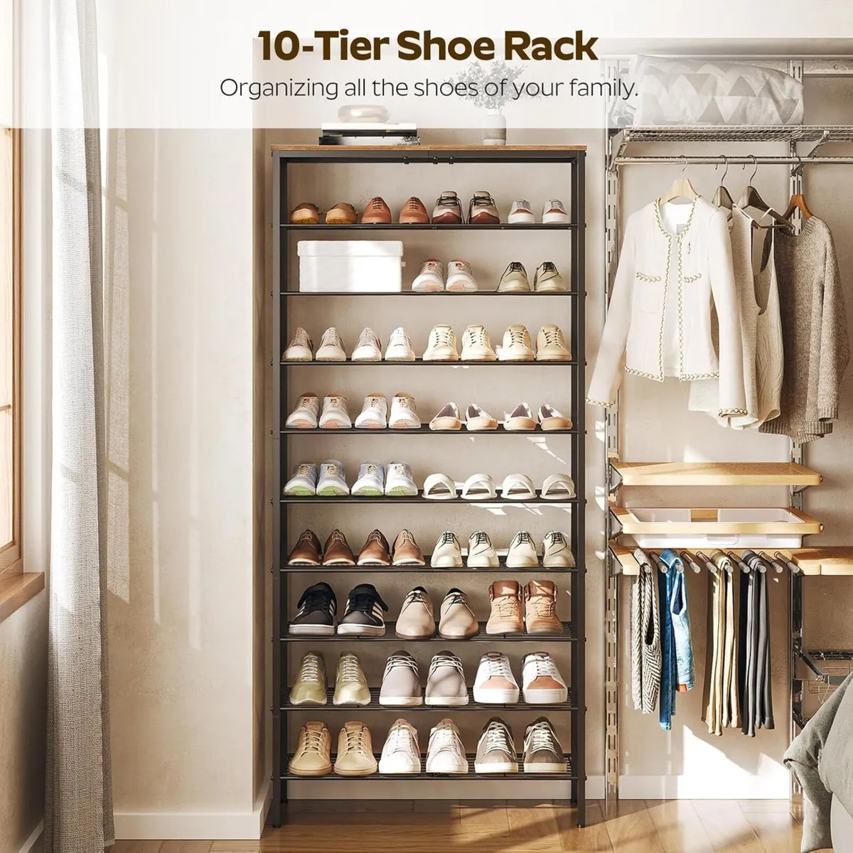 10-Tier Shoe Rack Tall Shelf for 40 Pairs of - Image 4
