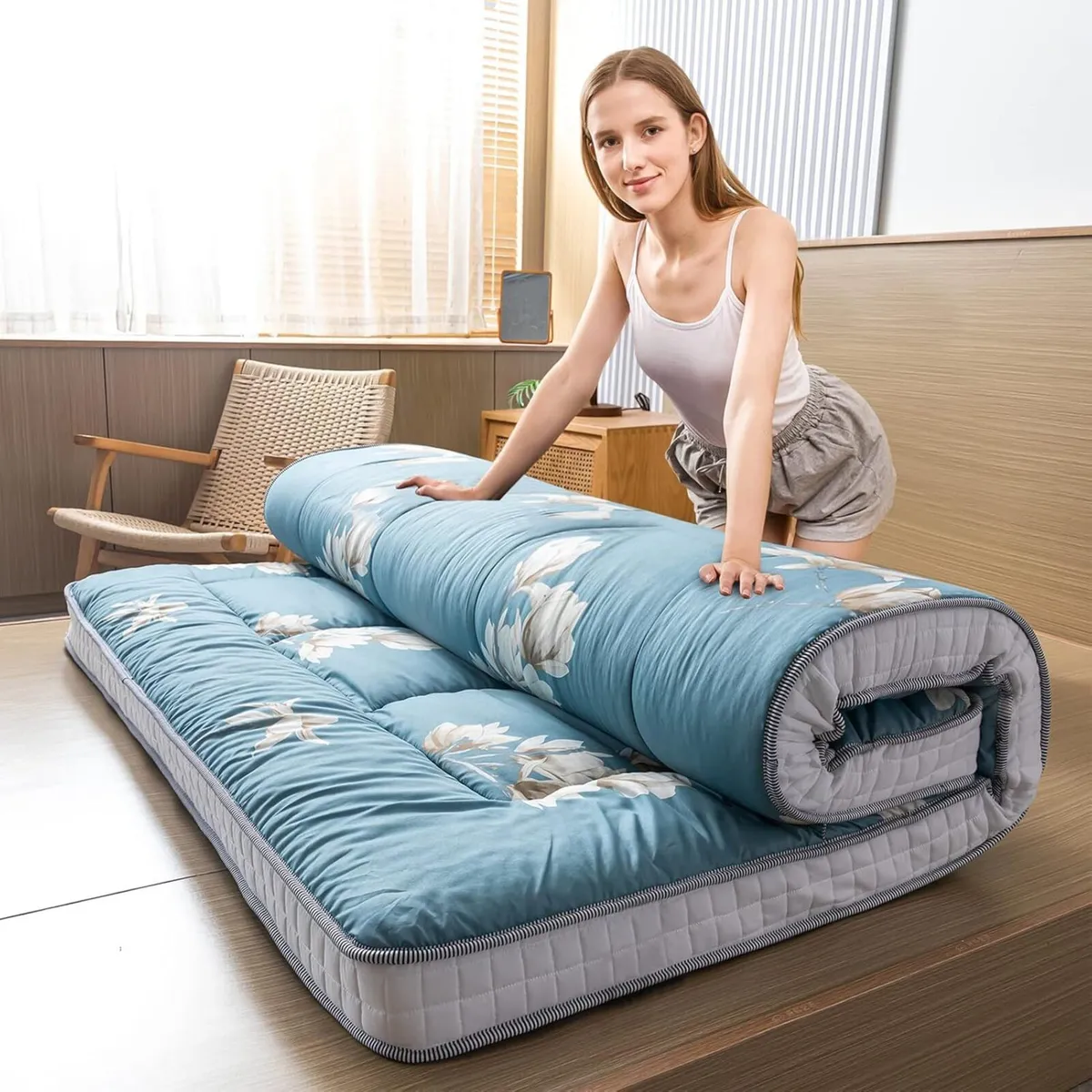 Futon Mattress Padded Japanese Floor Quilted Bed - Image 2