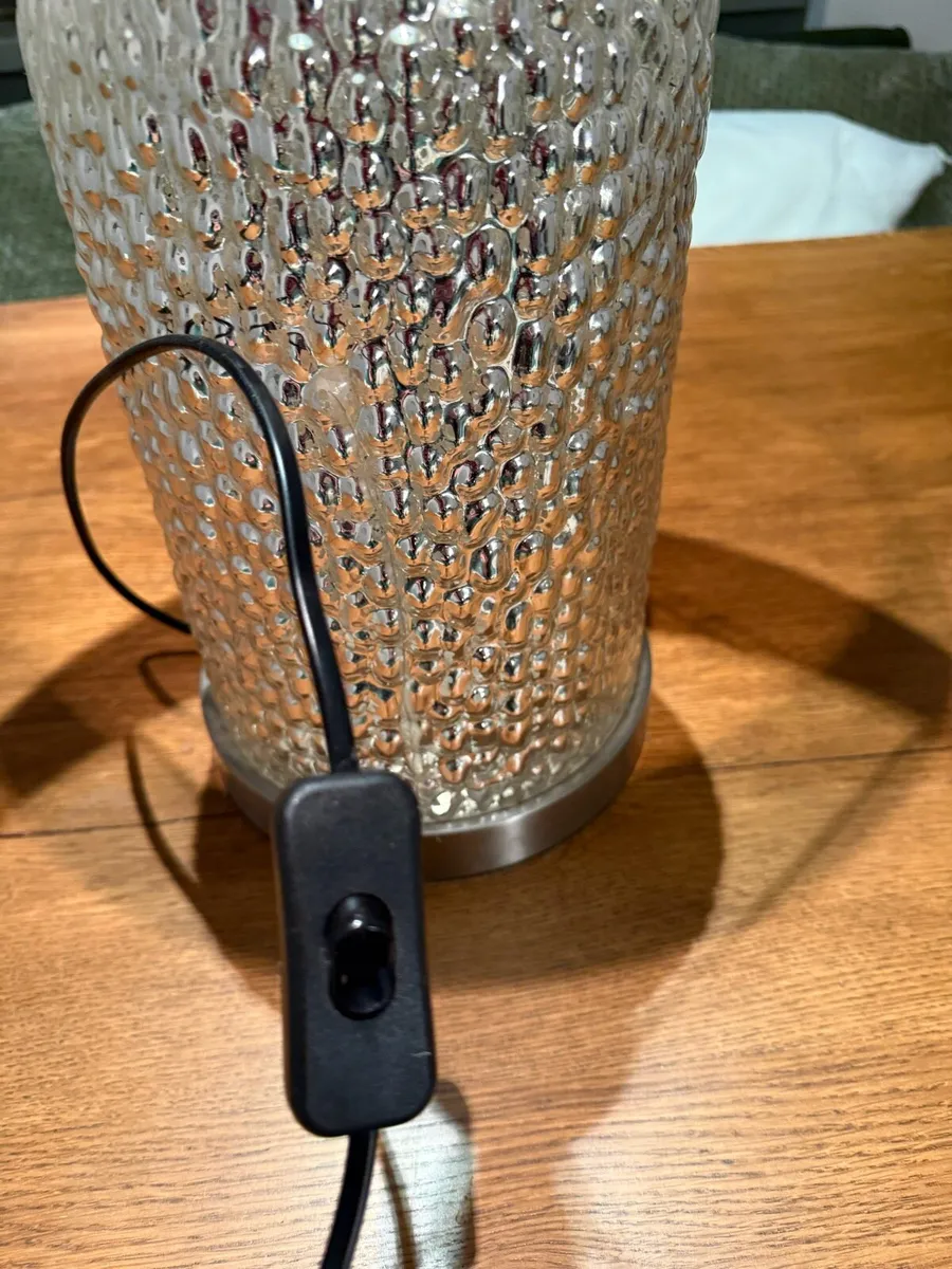 Table lamp tall silver and beige - Image 4