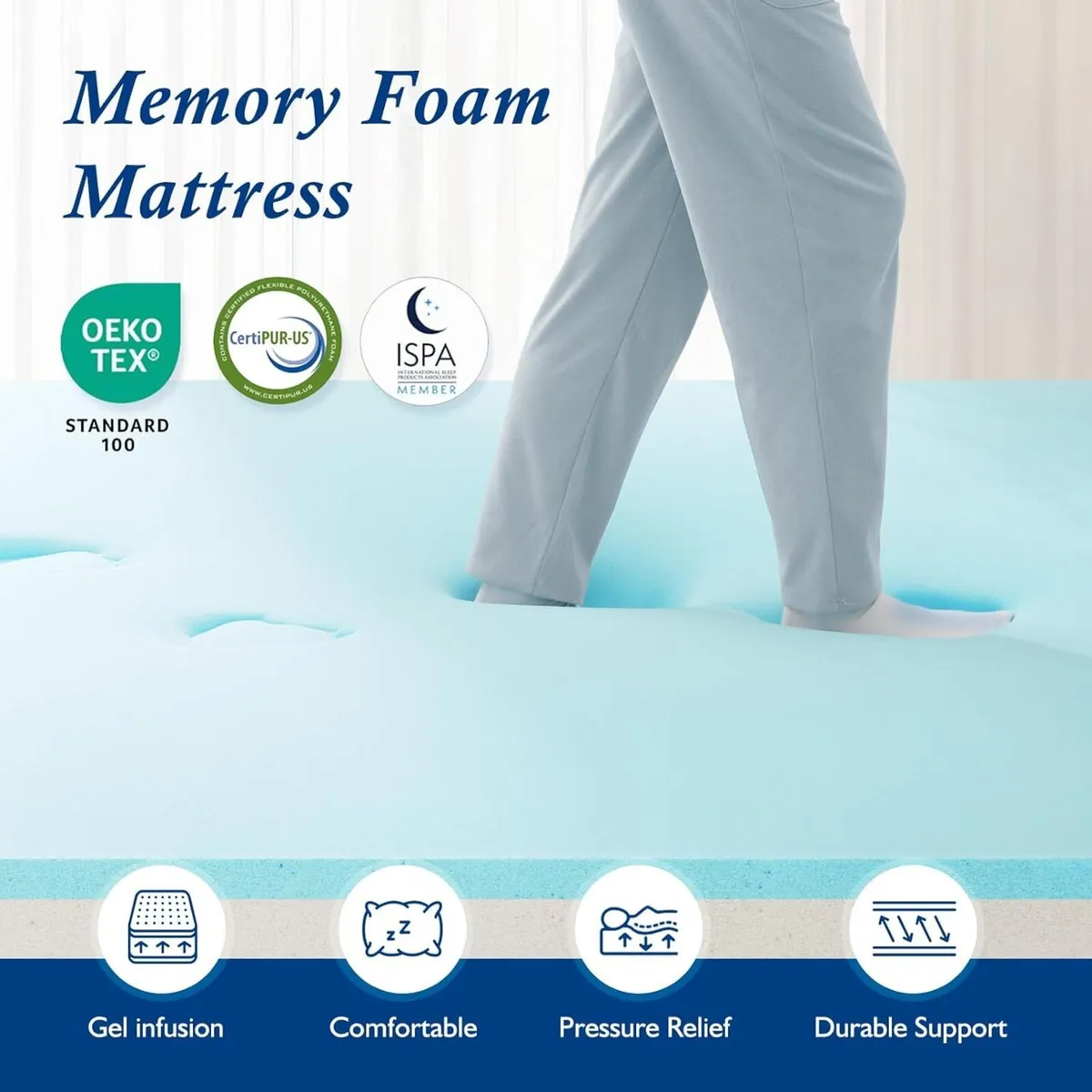 Memory Foam Mattress Topper king Bed OEKO-TEX - Image 4
