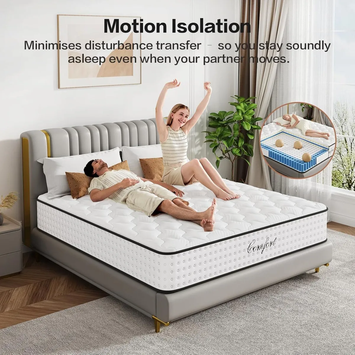 Double Mattress 10 Inch Hybrid Bed with Gel - Image 4