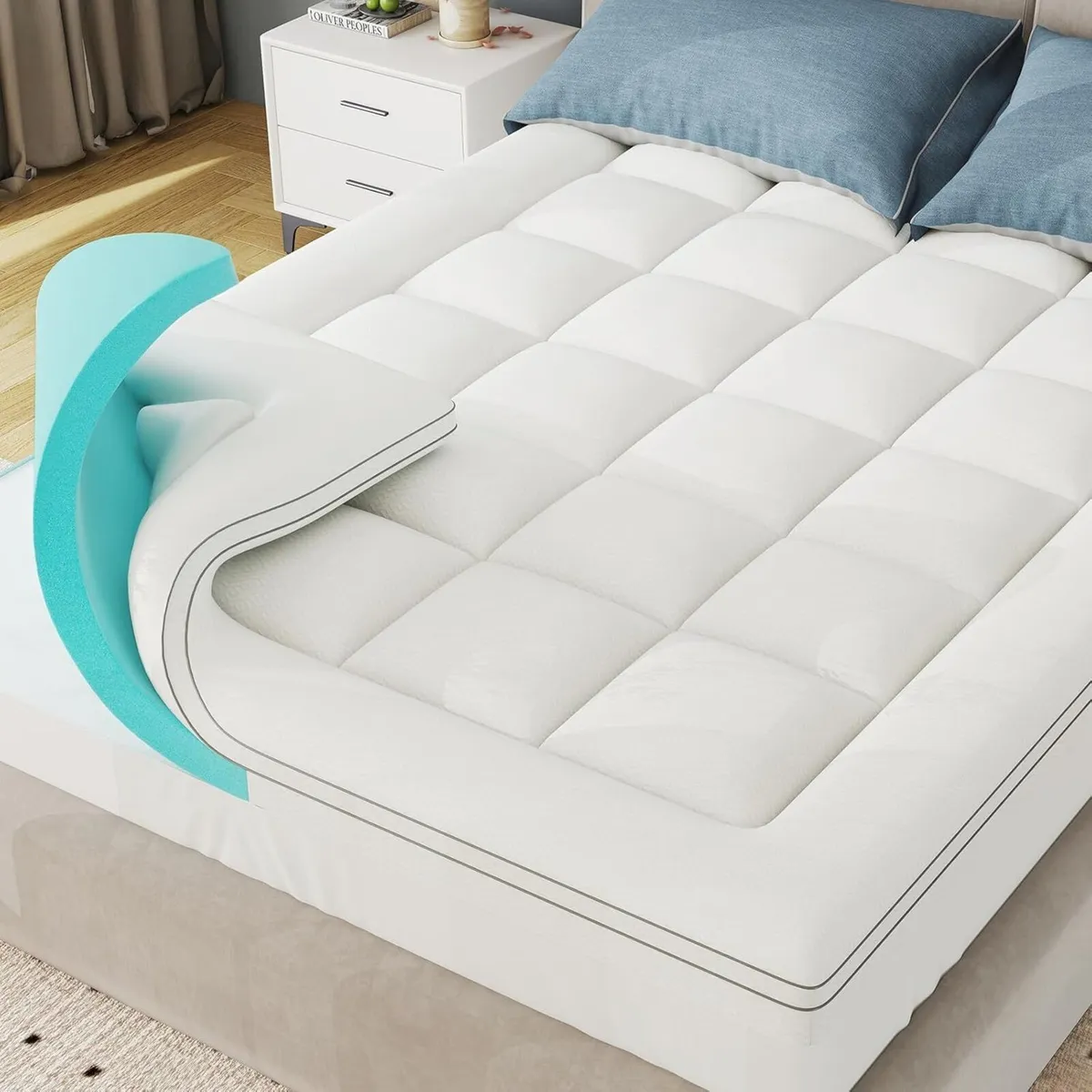 Dual Layer Memory Foam Mattress Topper King 7cm - Image 1