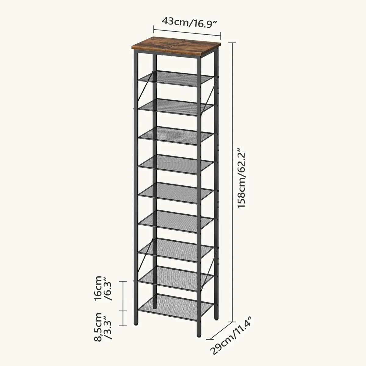 10-Tier Narrow Shoe Rack Vertical Storage - Image 3