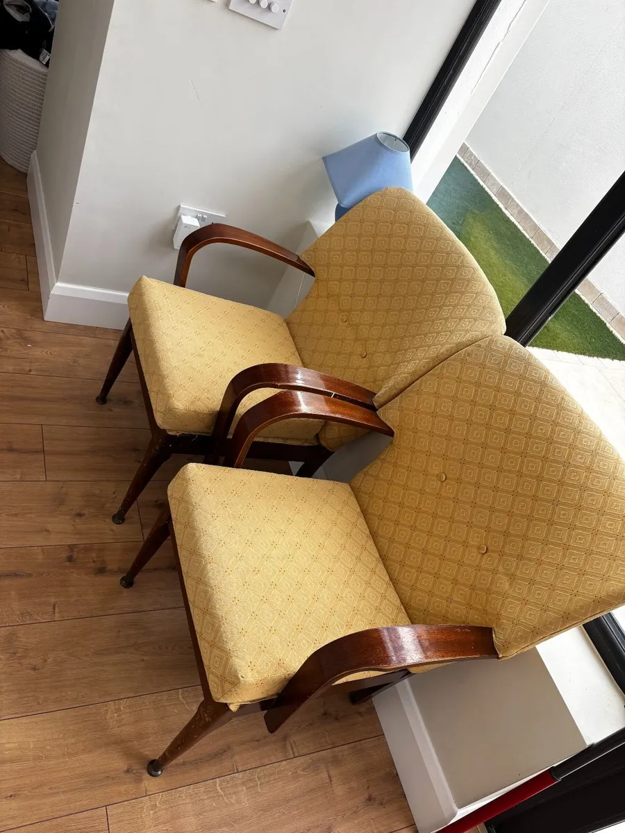 Retro Wooden Armchairs – Set of 2