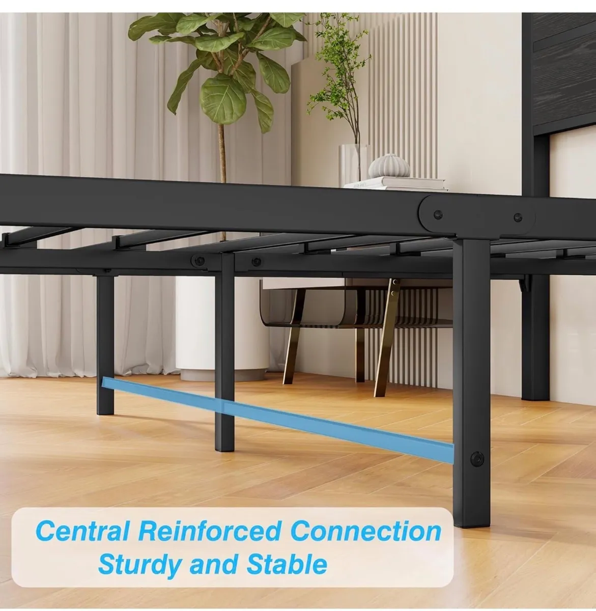 Double Bed Frame with Wooden Headboard - Image 3