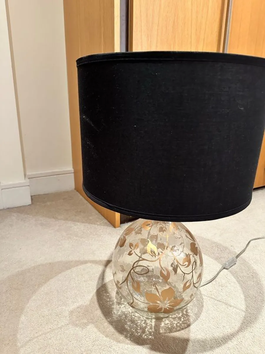 Pair of Bedroom Lamps with Black Shades - Image 2