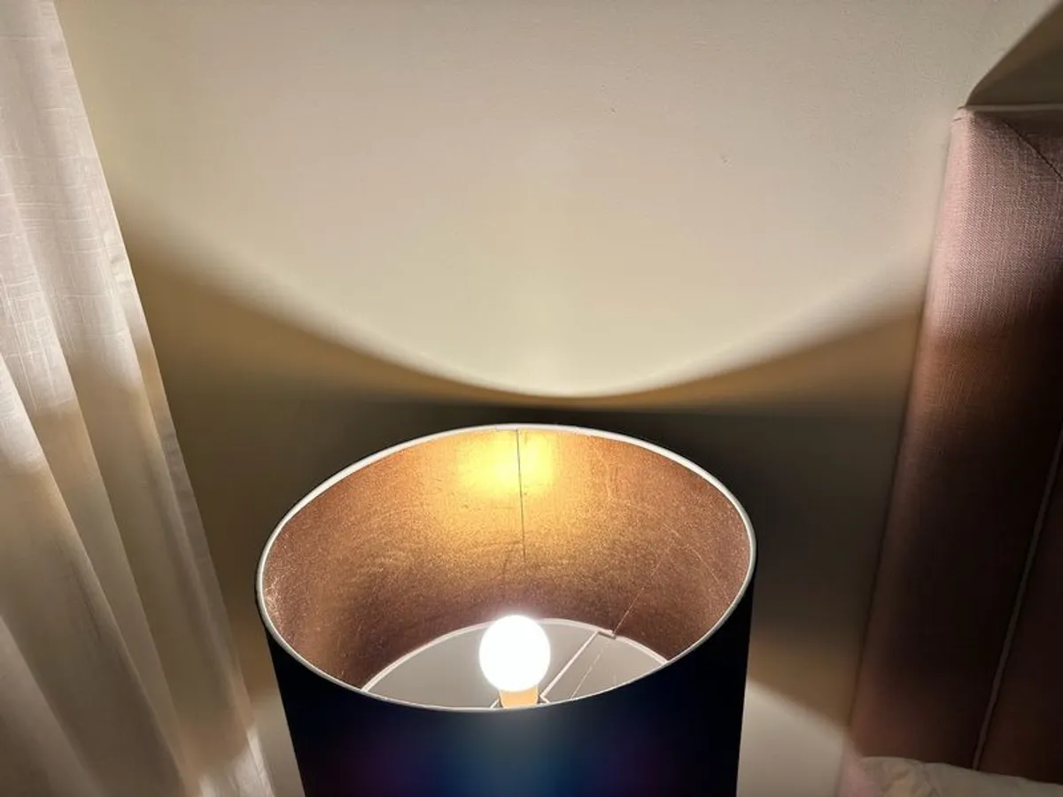 Pair of Bedroom Lamps with Black Shades - Image 3