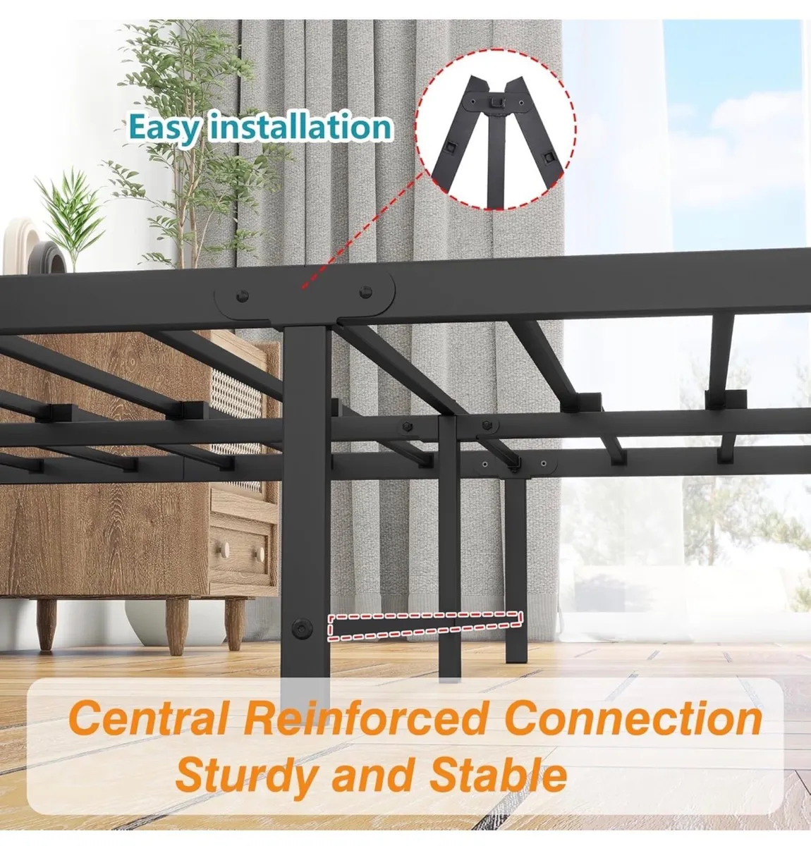 Double Bed Frame with Wooden Headboard - Image 3